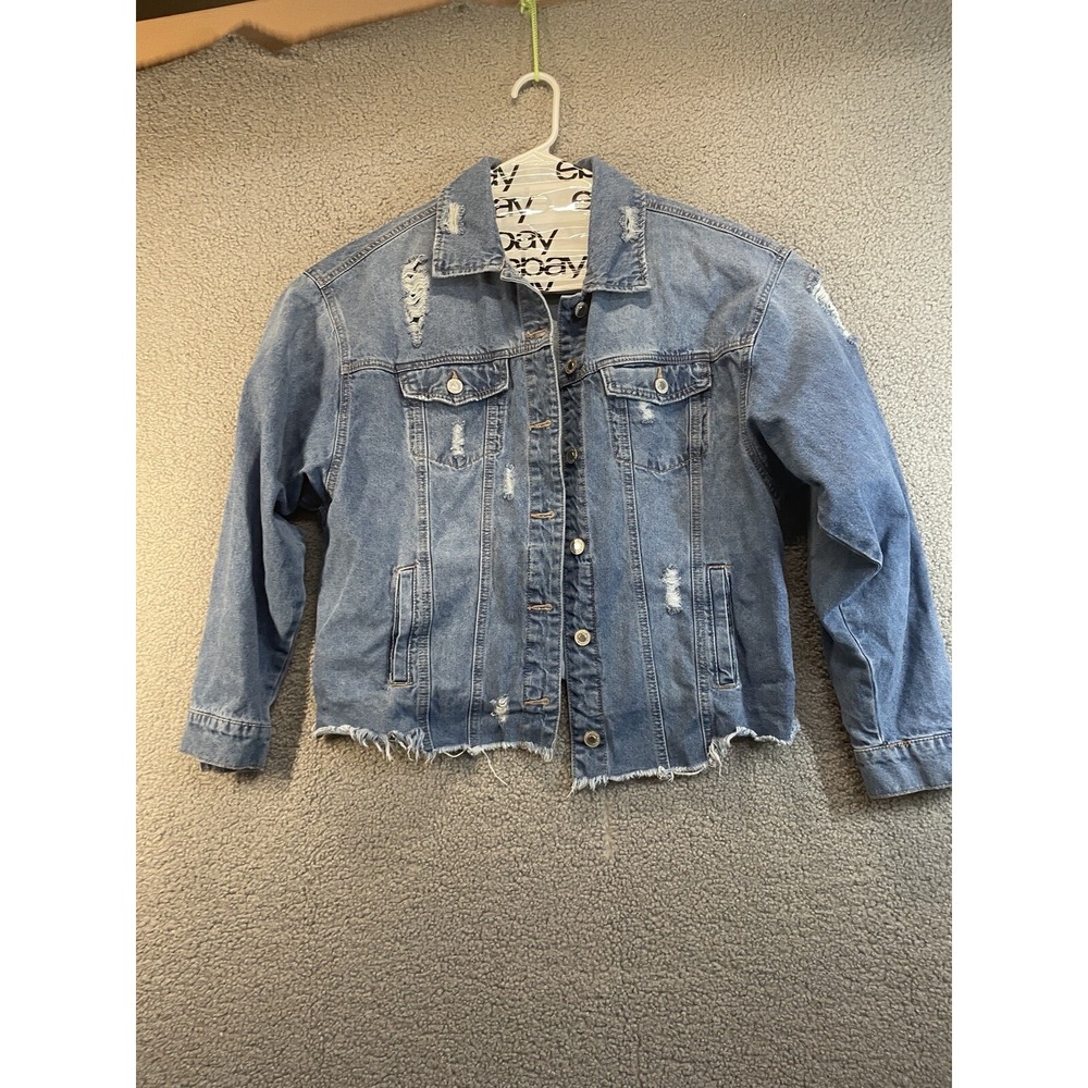 Elite Jeans Woman's Short Large Long Sleeve Blue Jeans Jacket